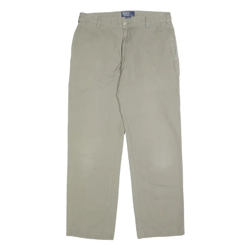 Polo Ralph Lauren Mens Cotton Beige Regular Fit Straight Leg Trousers W32 L28 1