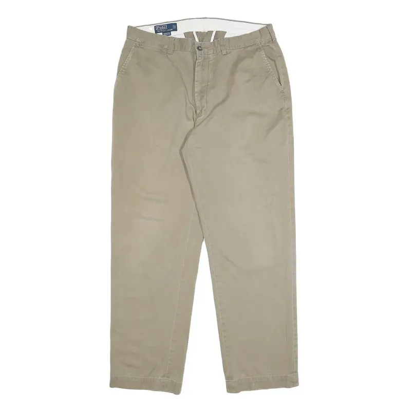 Polo Ralph Lauren Mens Cotton Beige Relaxed Straight Trousers W35 L32 Casual 1