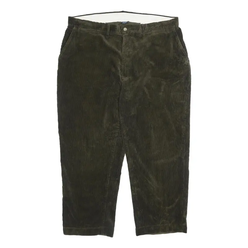 Polo Ralph Lauren Mens Cotton Olive Relaxed Straight Trousers W38 L26 Corduroy 1