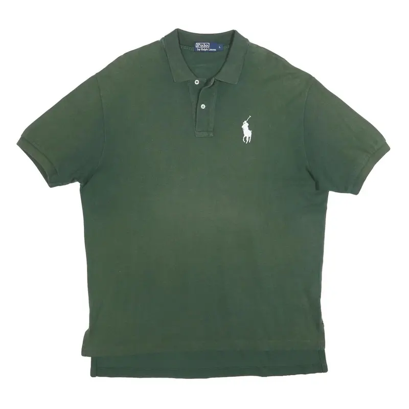 Polo Ralph Lauren Mens Green Short Sleeve Plain Polo Shirt L Cotton Classic 1