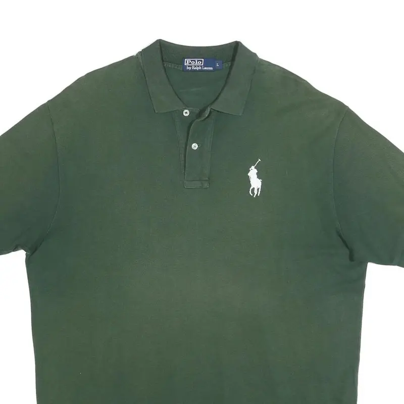 Polo Ralph Lauren Mens Green Short Sleeve Plain Polo Shirt L Cotton Classic 2