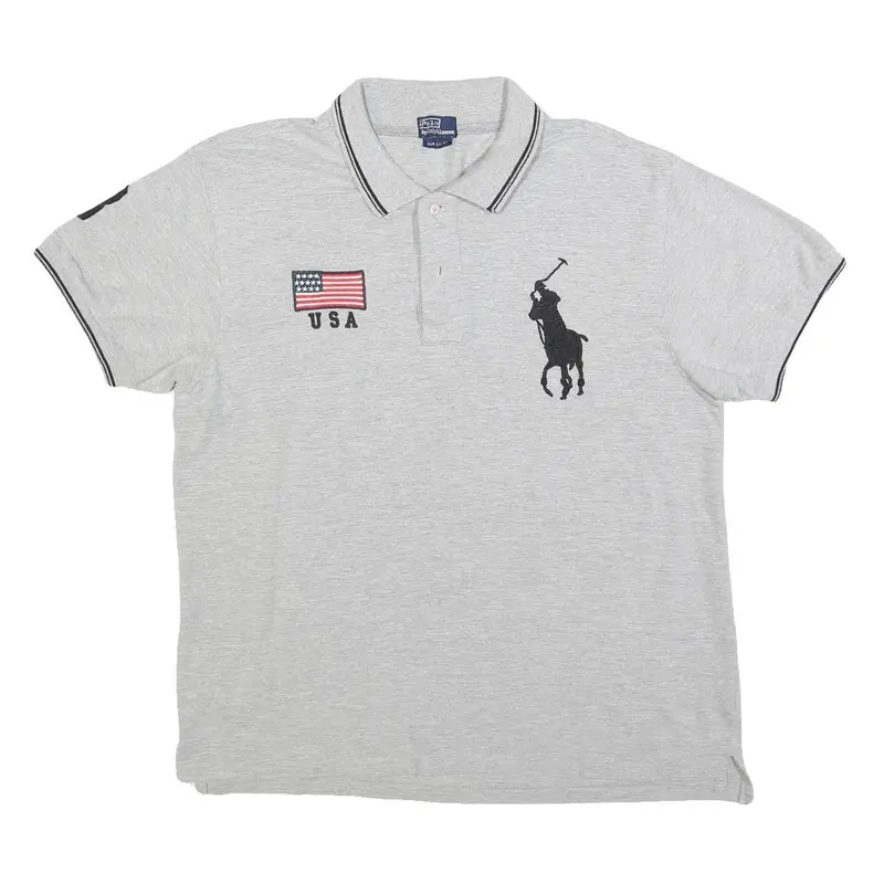 Polo Ralph Lauren Mens Grey Usa Flag Big Polo Player Short Sleeve Xl Cotton 1