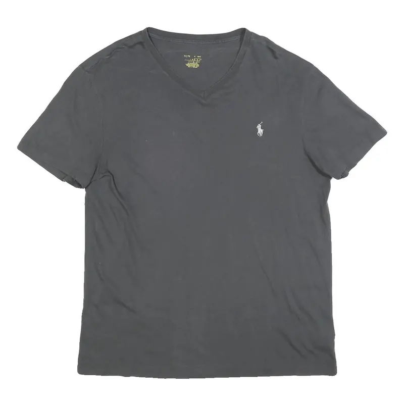 Polo Ralph Lauren Mens Grey V-Neck Cotton Blend T-Shirt M Classic Short Sleeve 1