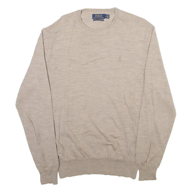 Polo Ralph Lauren Mens Jumper Beige Tight Knit Wool M 1