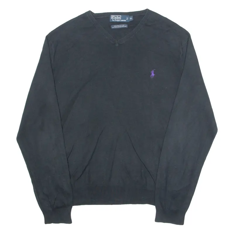 Polo Ralph Lauren Mens Jumper Black 1/4 Zip Tight Knit Xl 1