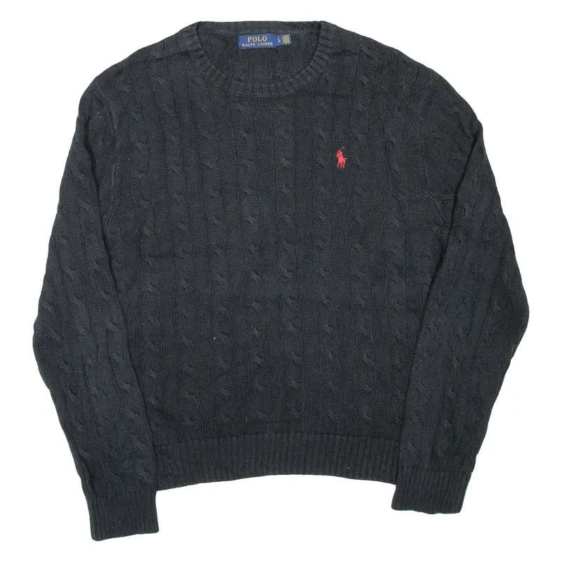 Polo Ralph Lauren Mens Jumper Black Cable Knit L 1