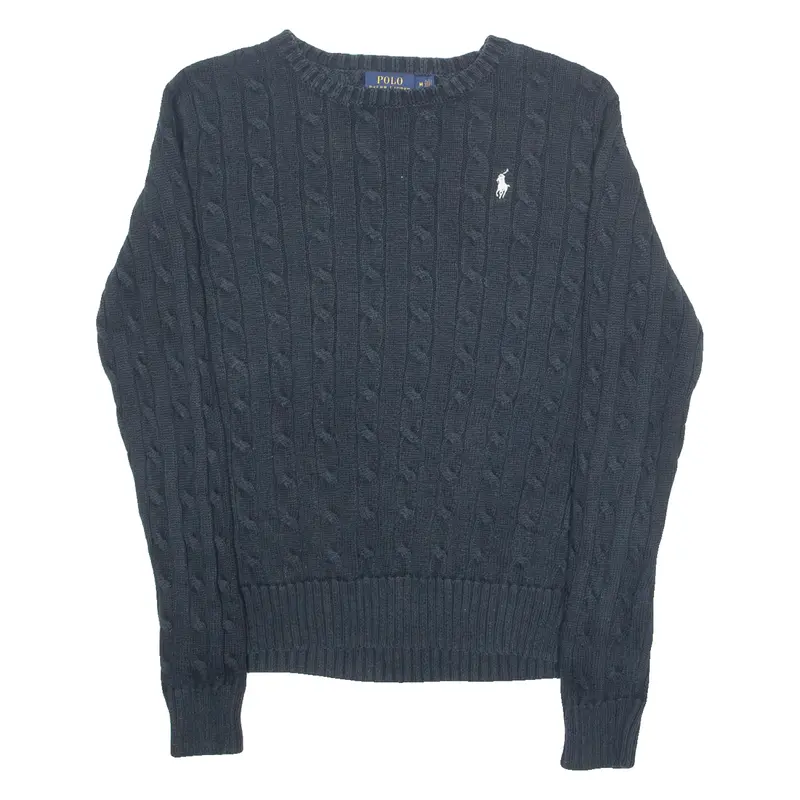 Polo Ralph Lauren Mens Jumper Black Cable Knit M 1