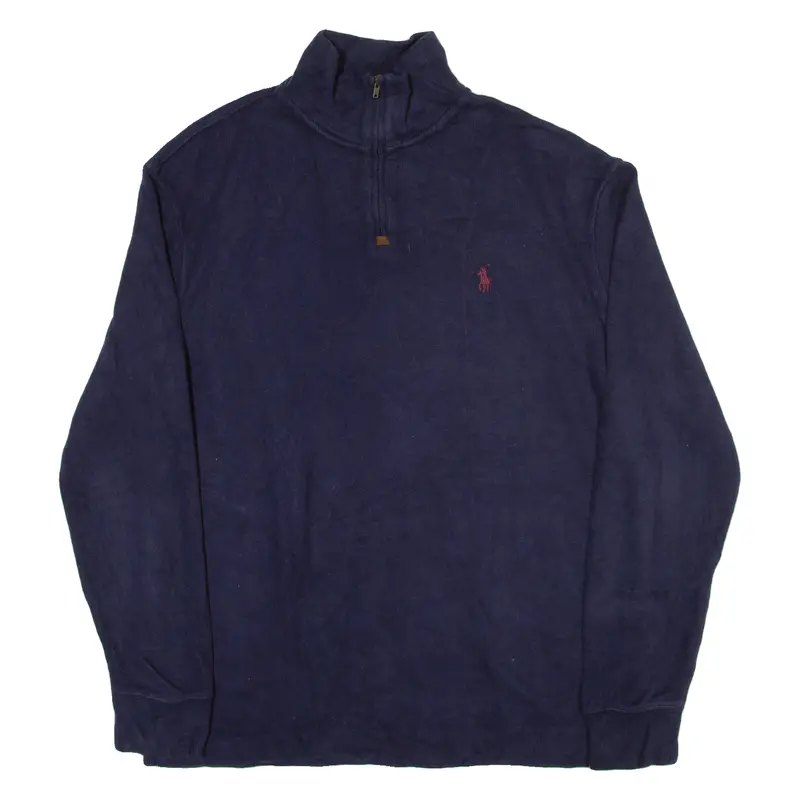 Polo Ralph Lauren Mens Jumper Blue 1/4 Zip Tight Knit S 1