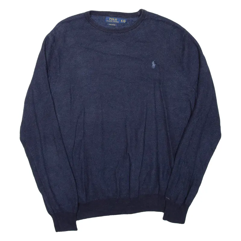 Polo Ralph Lauren Mens Jumper Blue Tight Knit Xl 1