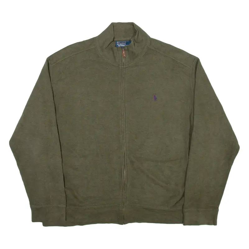 Polo Ralph Lauren Mens Jumper Green 1/4 Zip Tight Knit Xl 1