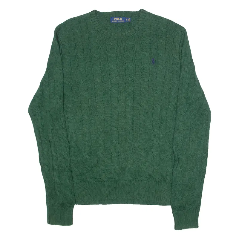 Polo Ralph Lauren Mens Jumper Green Cable Knit S 1