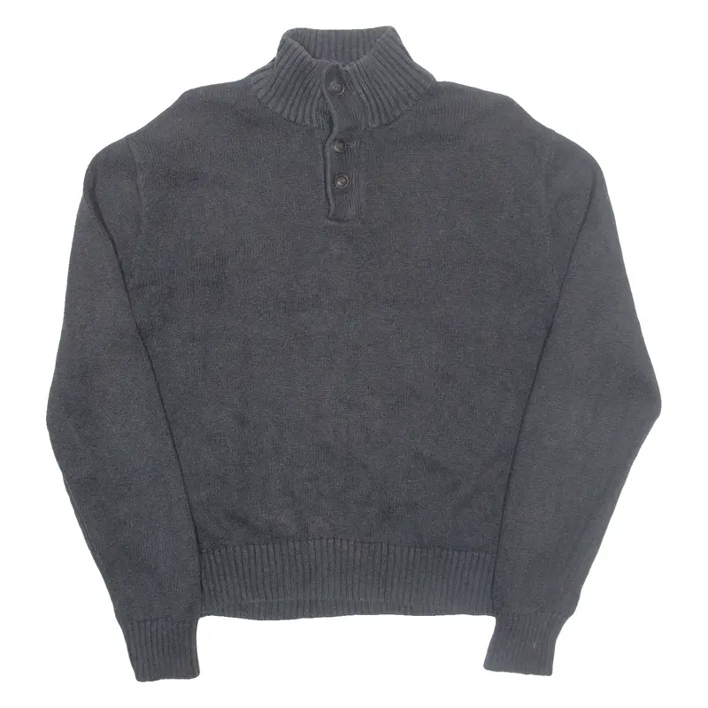 Polo Ralph Lauren Mens Jumper Grey Button Neck Tight Knit M 1