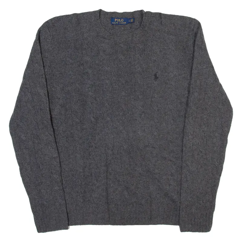 Polo Ralph Lauren Mens Jumper Grey Cable Knit Wool S 1