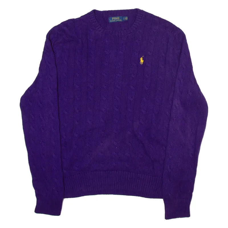 Polo Ralph Lauren Mens Jumper Purple Cable Knit L 1