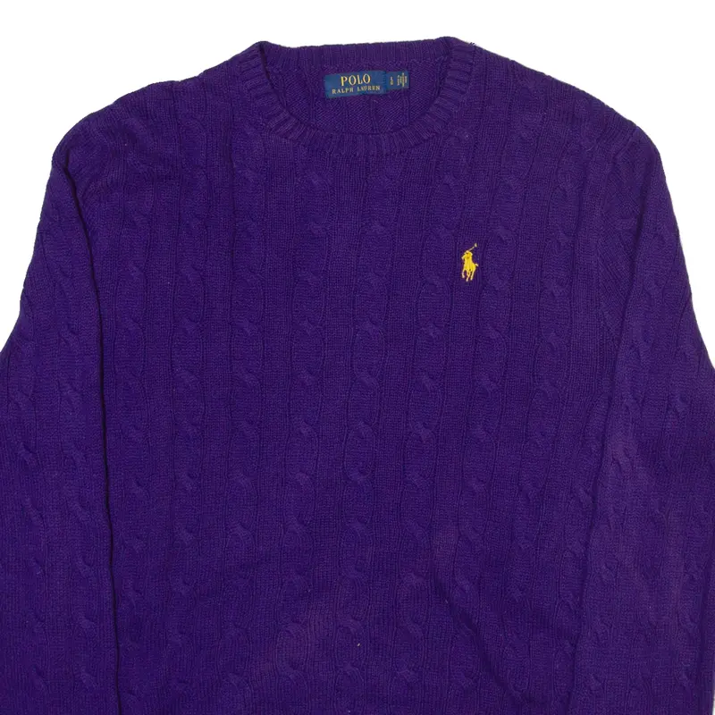 Polo Ralph Lauren Mens Jumper Purple Cable Knit L 2