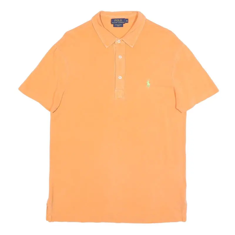 Polo Ralph Lauren Mens Orange Cotton Blend Short Sleeve Plain M Polo Shirt 1