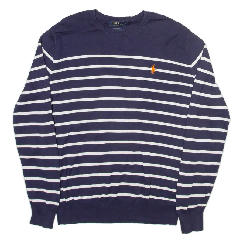 Polo Ralph Lauren Mens Patterned Jumper Blue Striped Tight Knit S 1