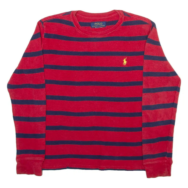 Polo Ralph Lauren Mens Patterned Jumper Red Striped Tight Knit Xs 1