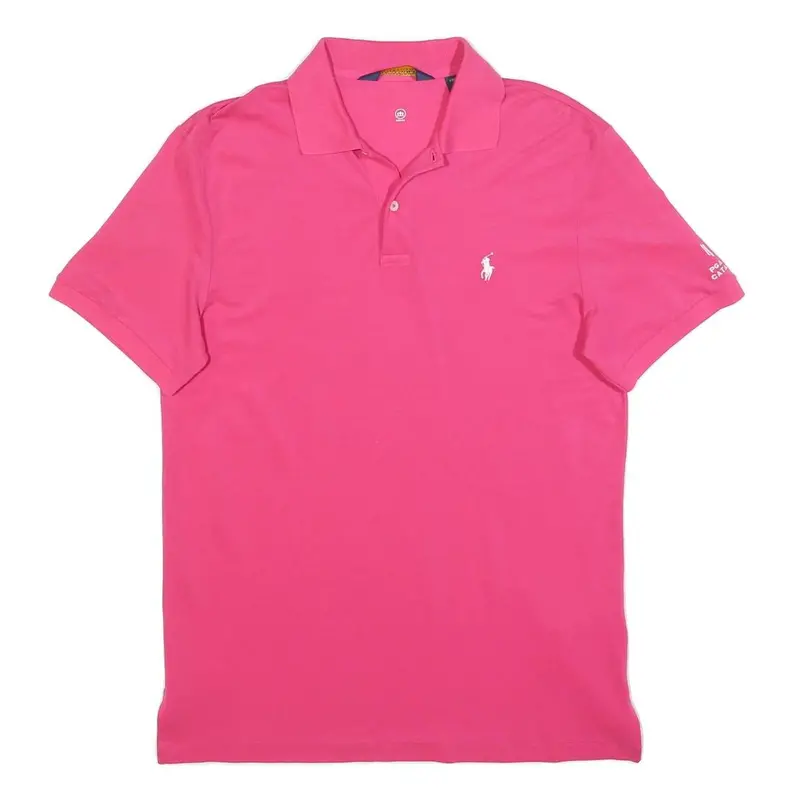 Polo Ralph Lauren Mens Pink Cotton Blend Short Sleeve Plain Polo Shirt M 1