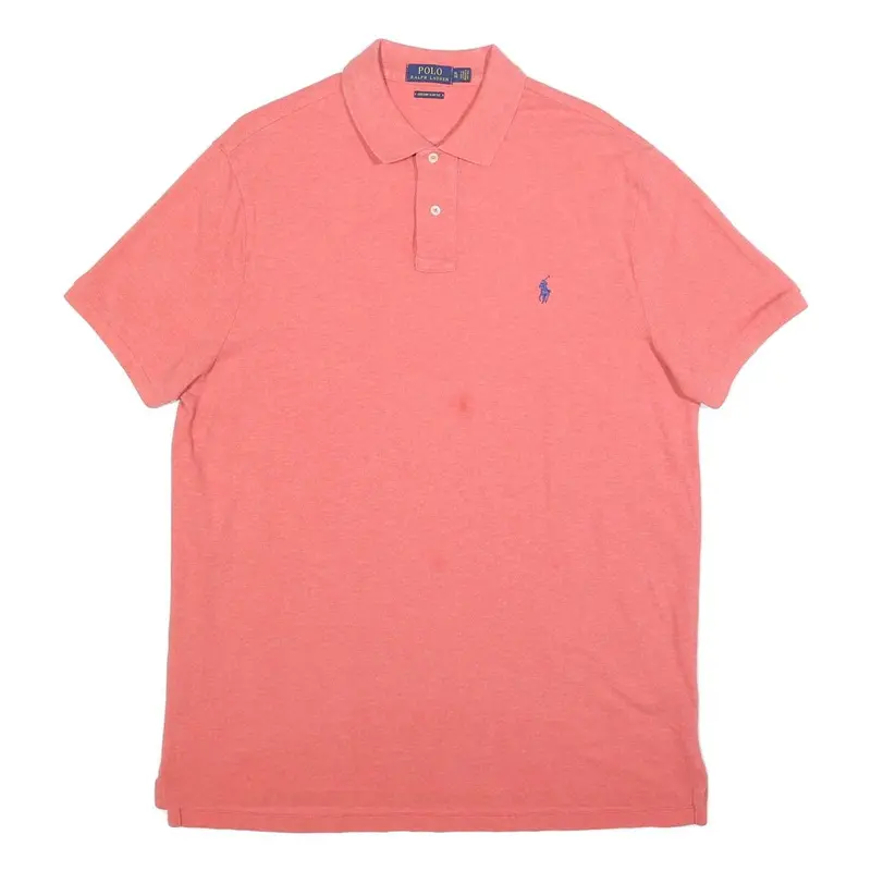 Polo Ralph Lauren Mens Pink Short Sleeve Plain Xl Cotton Blend Polo Shirt 1