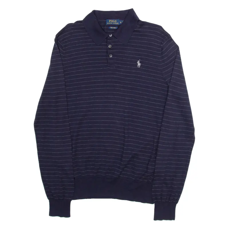 Polo Ralph Lauren Mens Polo Shirt Blue Striped Long Sleeve S 1
