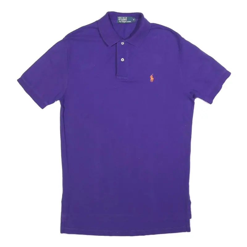 Polo Ralph Lauren Mens Purple Short Sleeve Plain S Cotton Polo Shirt 1