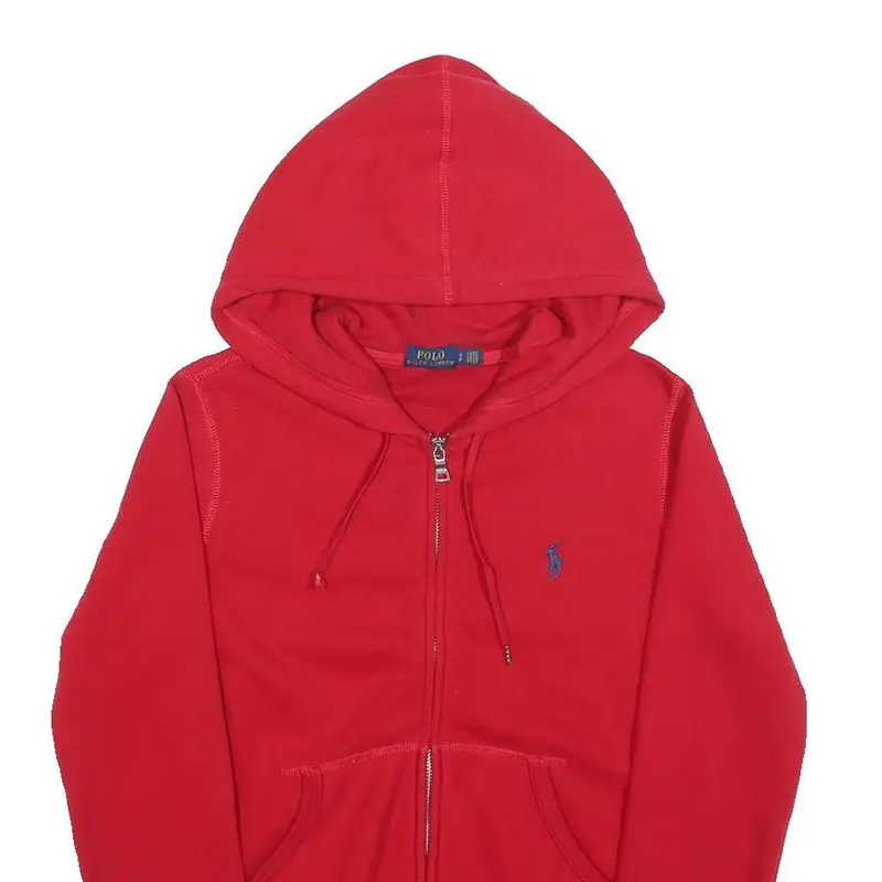 Polo Ralph Lauren Mens Red Full Zip Hoodie S Classic Logo Cotton Blend 2