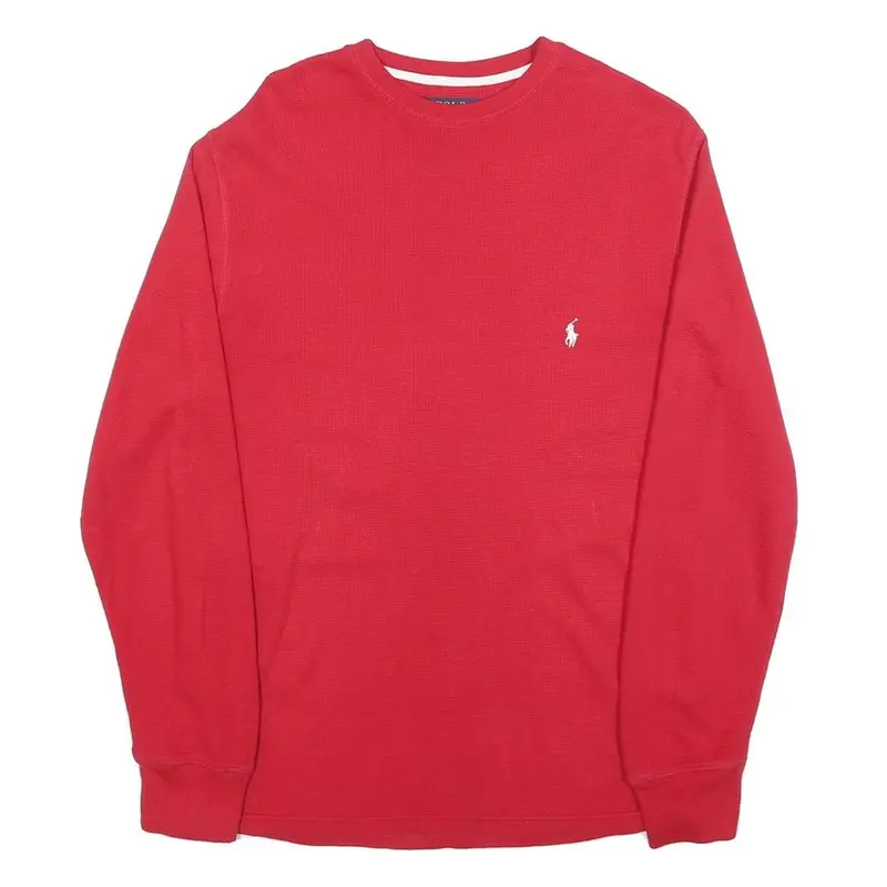 Polo Ralph Lauren Mens Red Long Sleeve Crew Neck T-Shirt S Cotton Classic 1