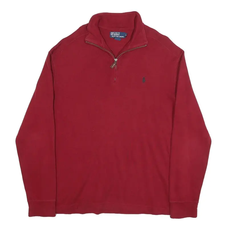 Polo Ralph Lauren Mens Red Plain Jumper Crew Neck Basic Knit M Cotton Casual 1