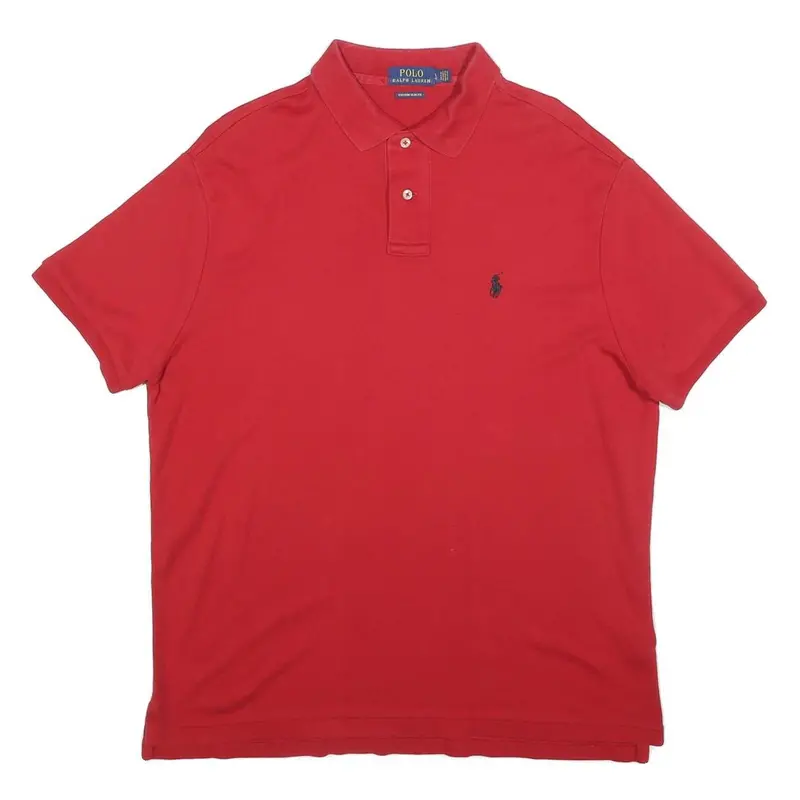 Polo Ralph Lauren Mens Red Short Sleeve Plain Polo Shirt L Cotton Blend Casual 1