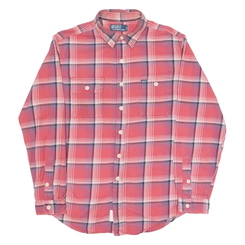 Polo Ralph Lauren Mens Shirt Red Check Long Sleeve L 1