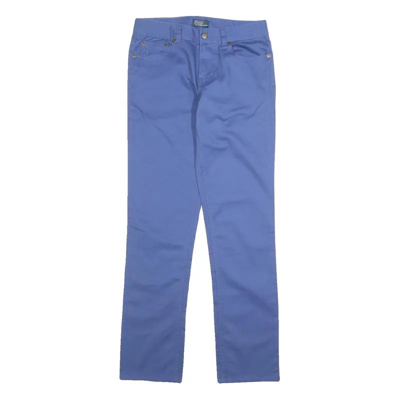 Polo Ralph Lauren Womens Cotton Blend Blue Slim Straight Trousers W28 L30 1