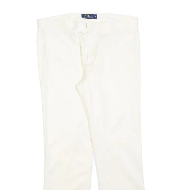 Polo Ralph Lauren Womens Slim White Trousers W32 L28 Classic Zip Polyester Blend 2