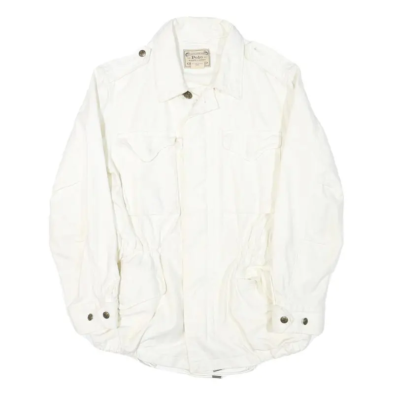 Polo Ralph Lauren Womens White Jacket S Cotton Blend Plain Zip Casual 1