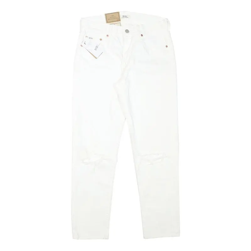 Polo Ralph Lauren Womens White Regular Straight Denim Jeans W28 L26 Distressed 1