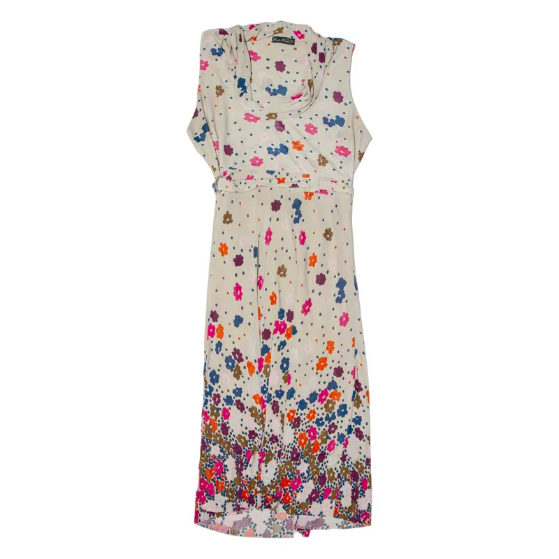 Ponto Final Womens Maxi Dress Cream Floral Sleeveless Long L 1