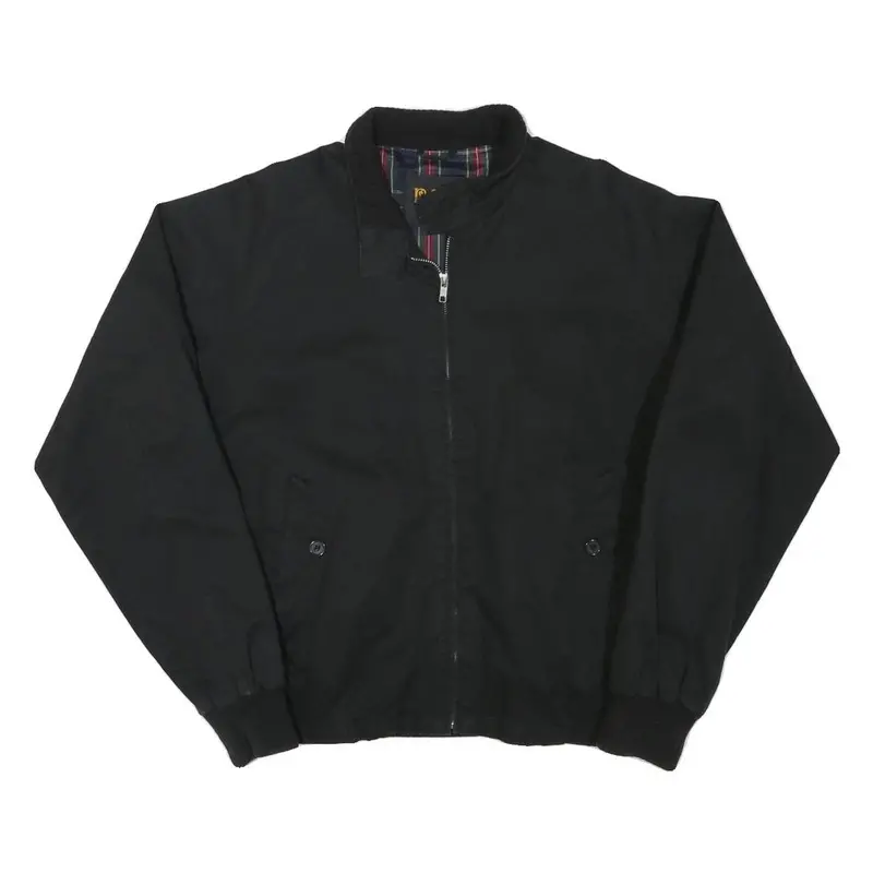 Pop Mens Black Cotton Blend Bomber Jacket M Plain Zip Casual Classic 1