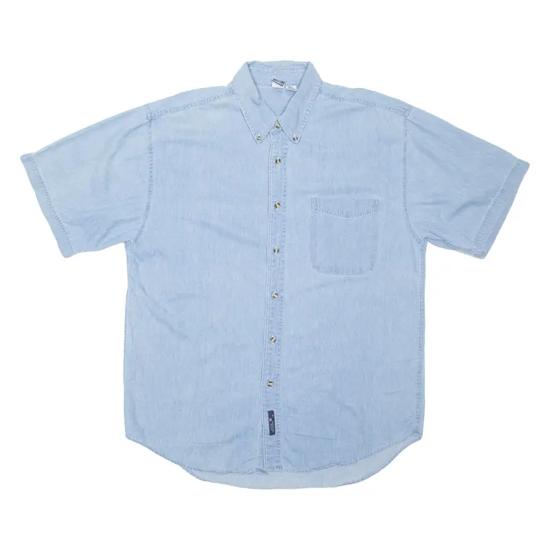 Port And Company Denim Look Mens Plain Shirt Blue L 1