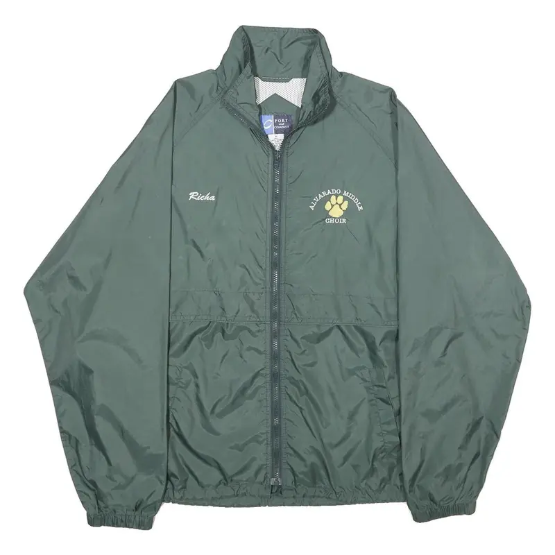 Port And Company Mens Green Choir Nylon Jacket M Windbreaker Lightweight Zip 1