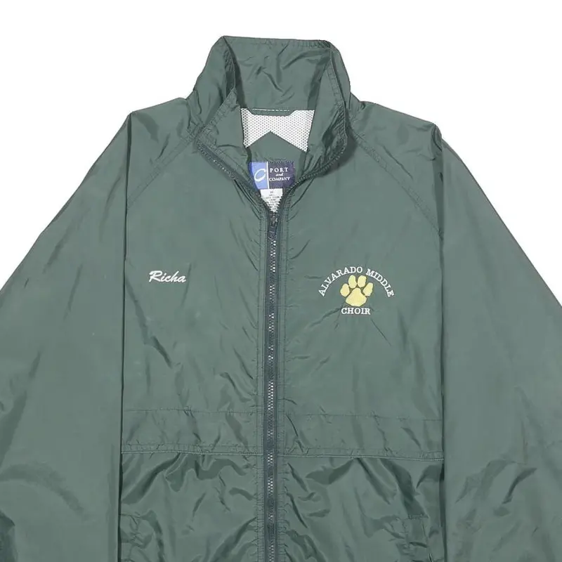 Port And Company Mens Green Choir Nylon Jacket M Windbreaker Lightweight Zip 2