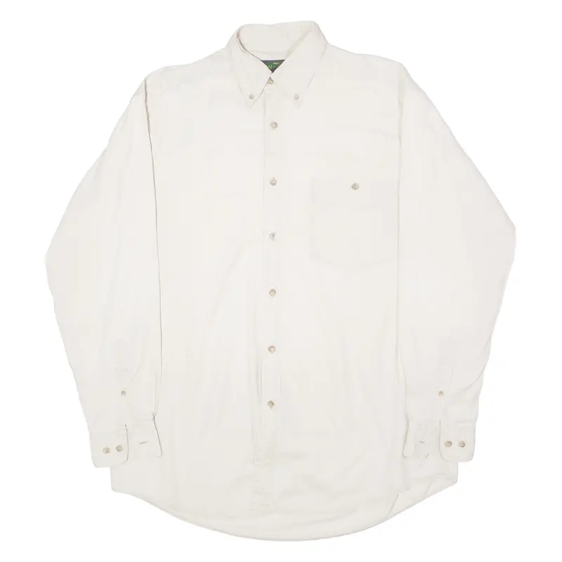 Port Bay-Harbour Mens Plain Shirt Cream 90S Long Sleeve S 1