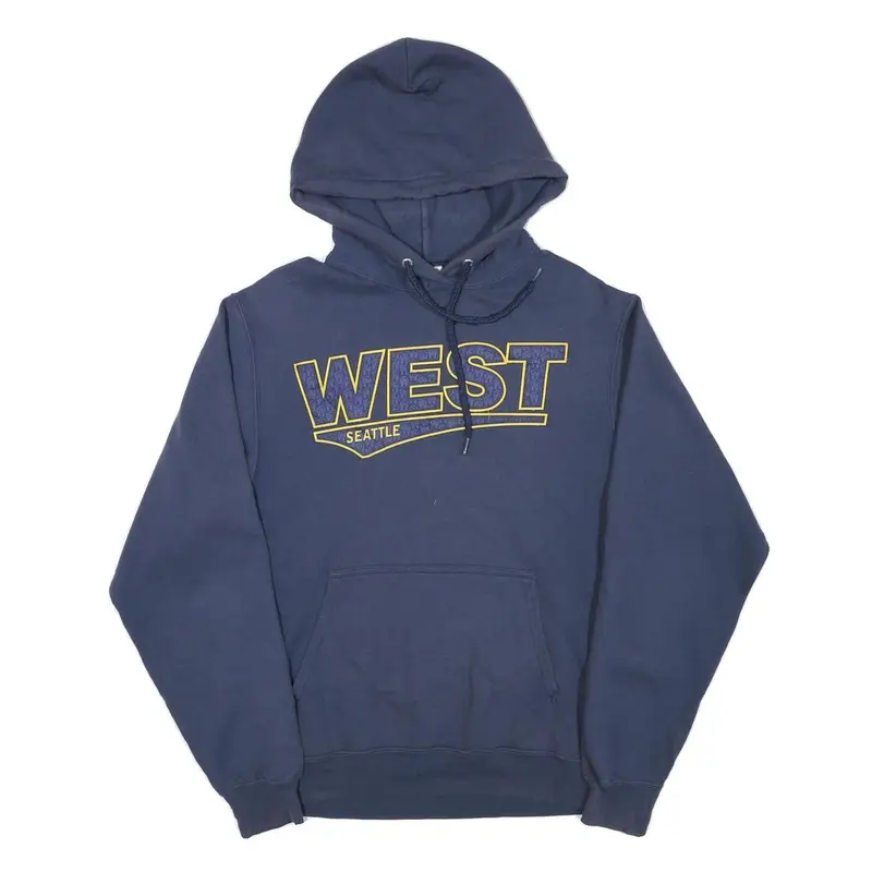 Port & Company Mens Navy Blue West Seattle Hoodie S Cotton Blend Pullover 1