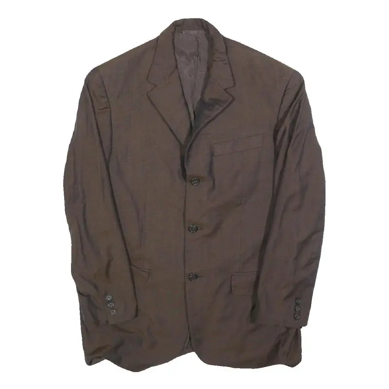 Prada Mens Brown Button Wool Blend Classic Jacket M Plain Elegant Tailored 1