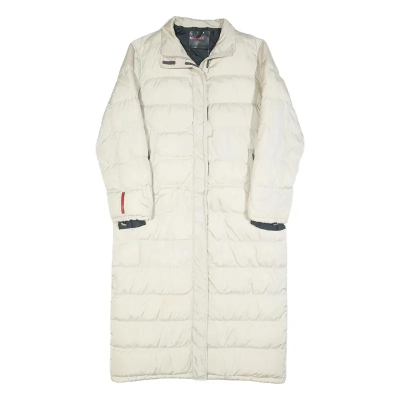 Prada Womens Cream Zip Quilted Jacket M Polyester Designer Luxury Outerwear 1