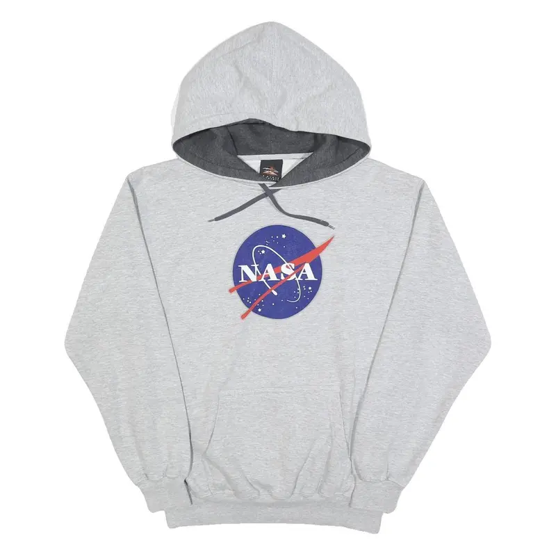 Prairie Mountain Mens Grey Nasa Logo Pullover Hoodie S Cotton Blend Casual 1