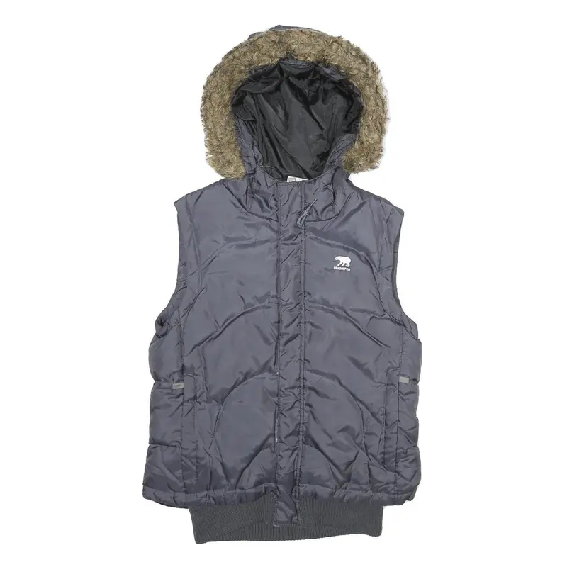 Predator Mens Grey Hooded Zip Jacket M Puffer Quilted Winter Warmwear 1