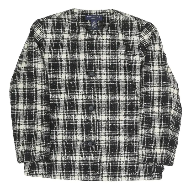 Preston & York Womens Black & White Check Coach Jacket Uk 16 Polyester Blend 1