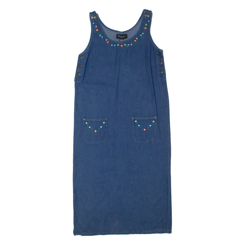 Priankas Collection Oversized Womens Dungaree Dress Blue Denim 90S Long S 1