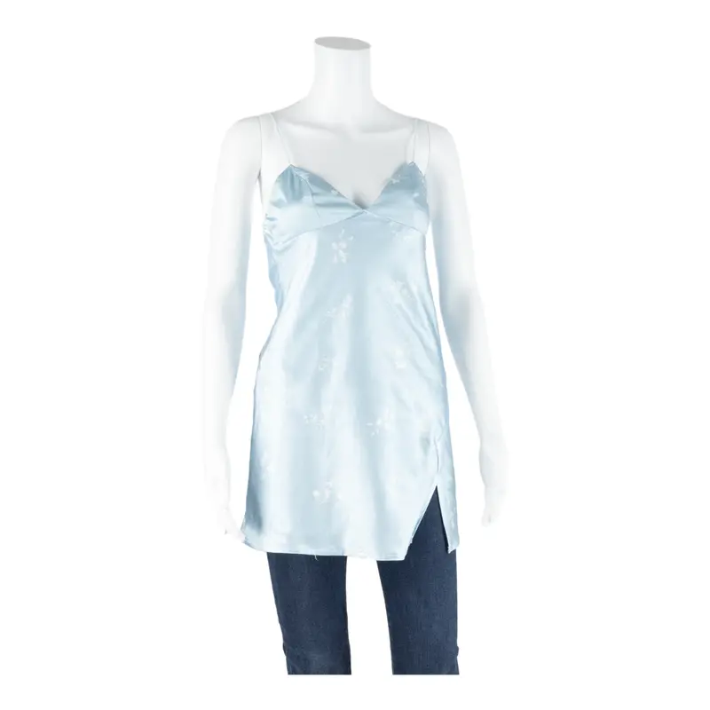 Princess Polly Womens Camisole Top Blue V-Neck Sleeveless Floral Uk 6 1