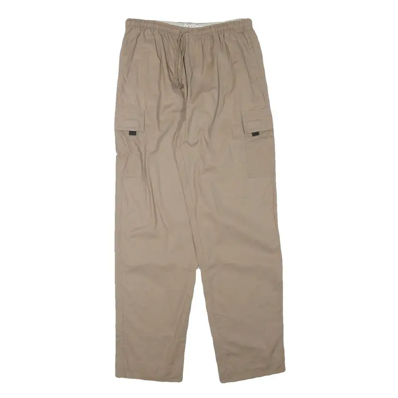Priority Mens Cotton Blend Beige Relaxed Drawstring Cargo Trousers W28 L30 1